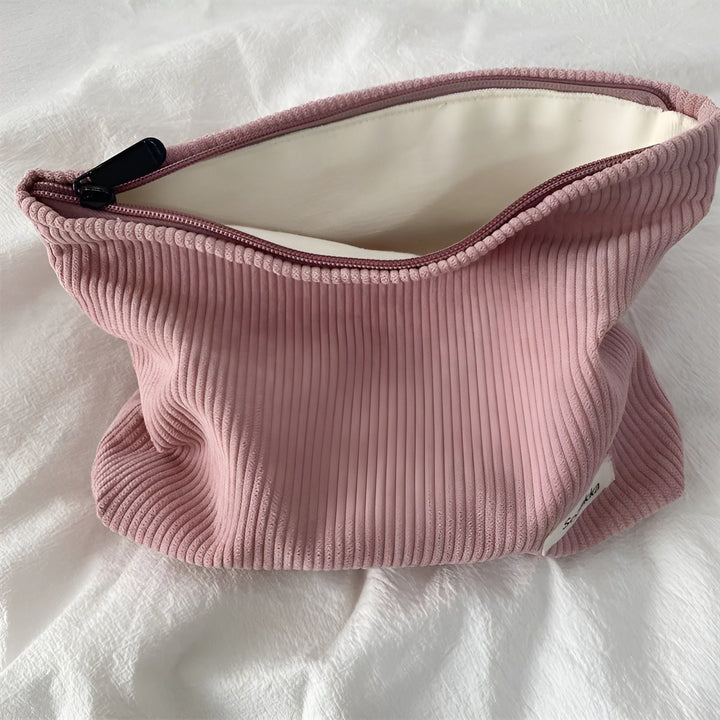 CorduroyGlam Bag - Cord Romslig Organiseringsveske for Kosmetikk | Skanto