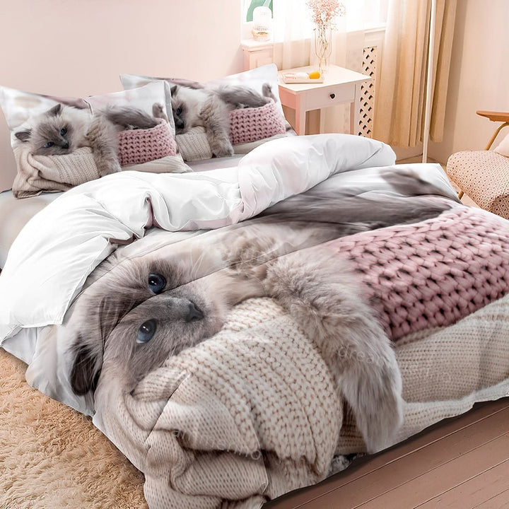 Skanto | Cotton Cat Motif Bedding Set – 3 Deler