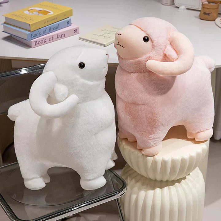 Skanto | Fluffy Rosa Hvit Sau Villsau Plysjfigurer