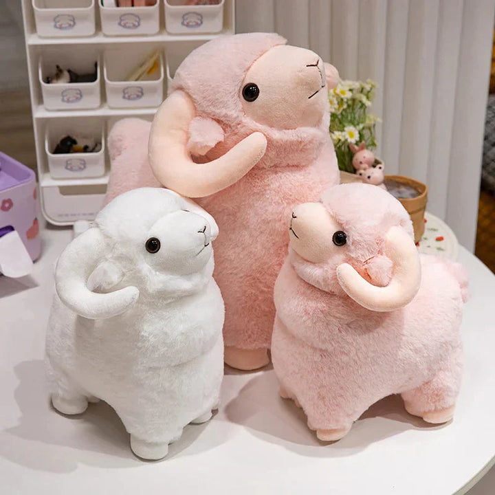 Skanto | Fluffy Rosa Hvit Sau Villsau Plysjfigurer