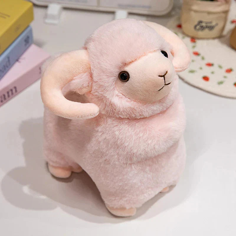 Skanto | Fluffy Rosa Hvit Sau Villsau Plysjfigurer
