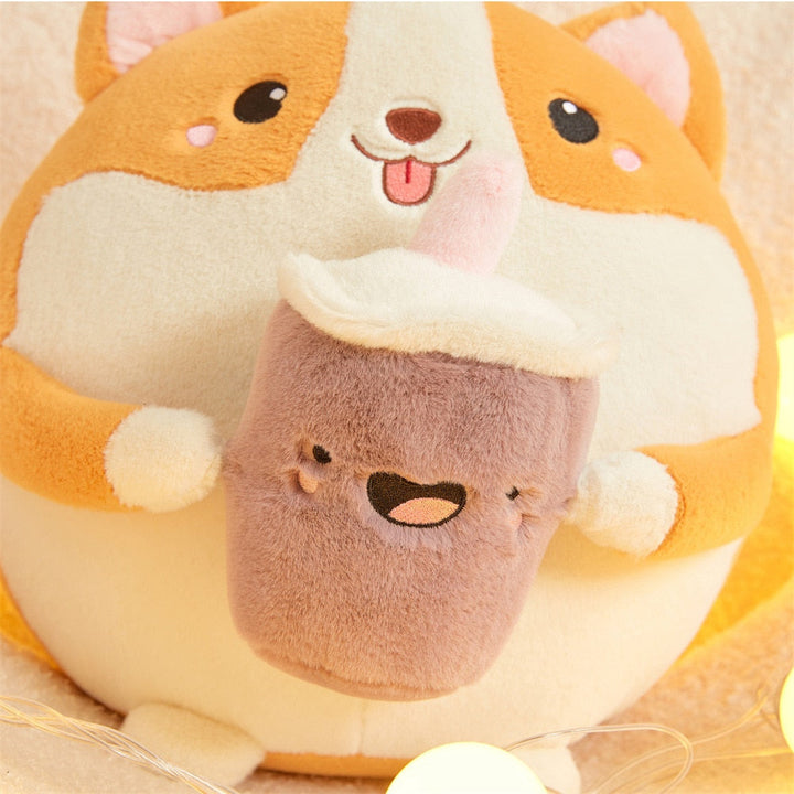 Skanto | Fluffy Rund Chubby Corgi Bubble Tea Plushie