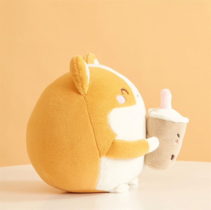 Skanto | Fluffy Rund Chubby Corgi Bubble Tea Plushie