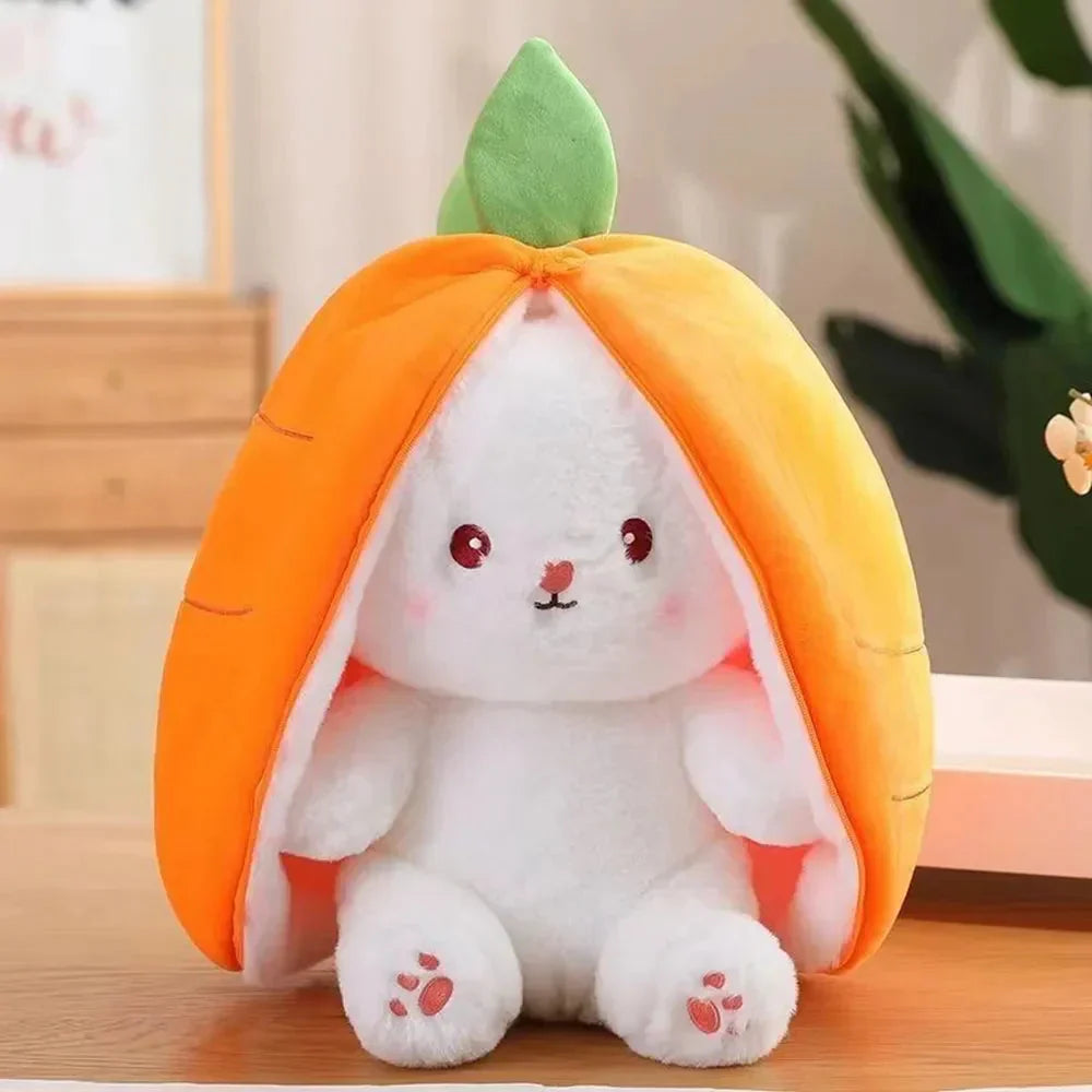 Norvo | Fluffy Strawberry Carrot Bunny Zip Up Plushie