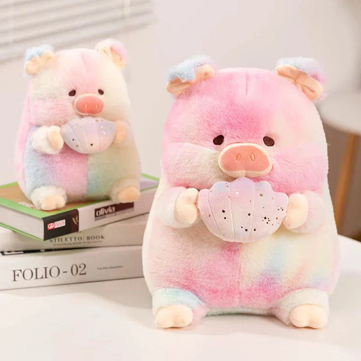 Skanto | Galaxy Rainbow Pig Holding Shell Plushie