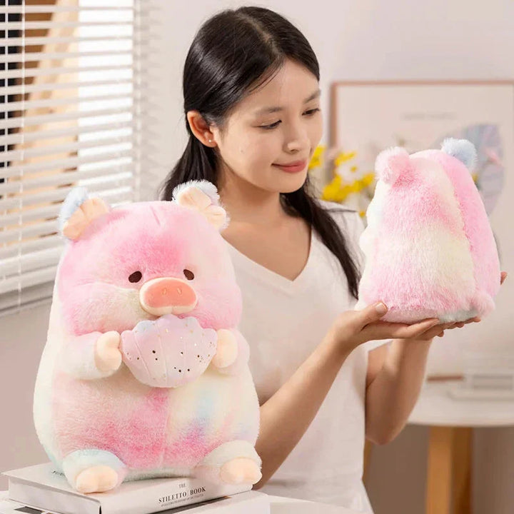 Skanto | Galaxy Rainbow Pig Holding Shell Plushie