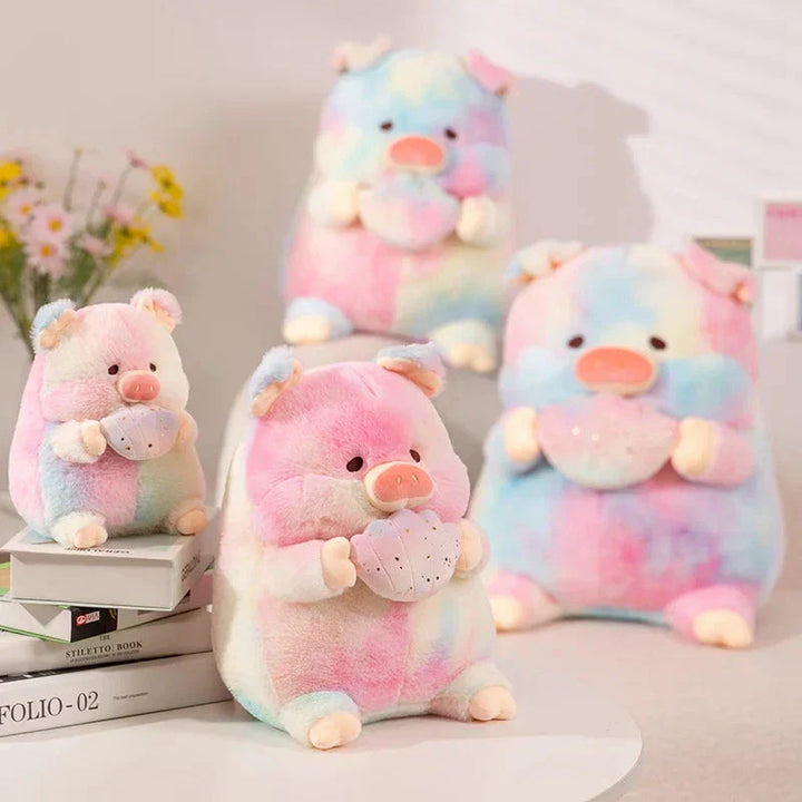 Skanto | Galaxy Rainbow Pig Holding Shell Plushie