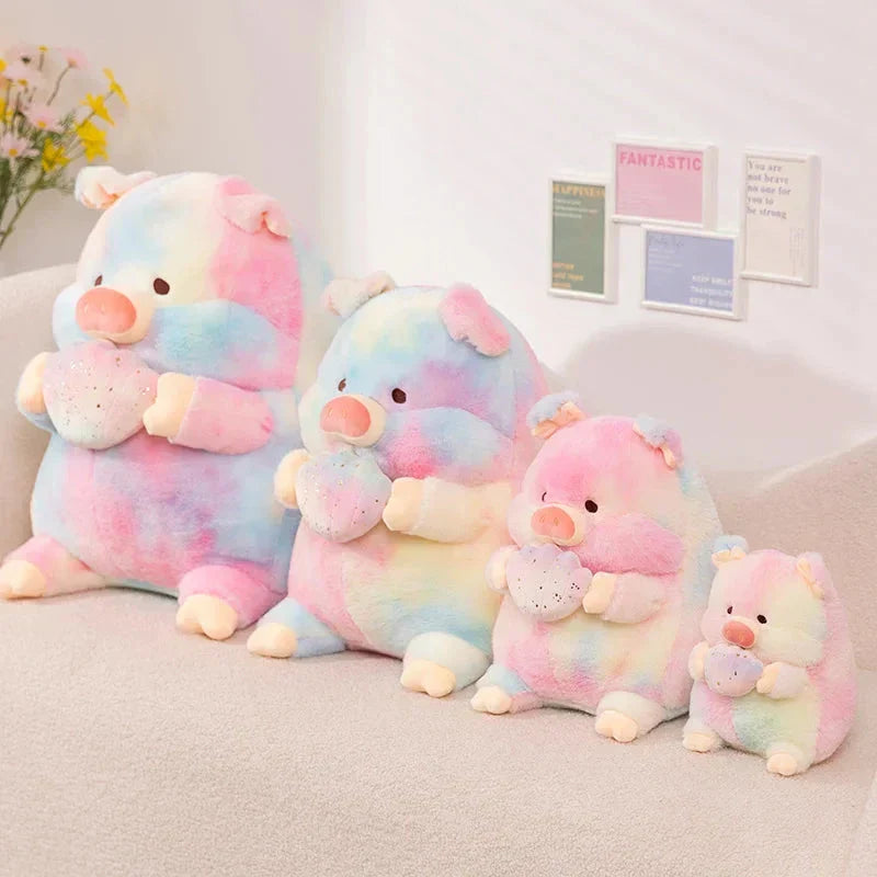 Skanto | Galaxy Rainbow Pig Holding Shell Plushie
