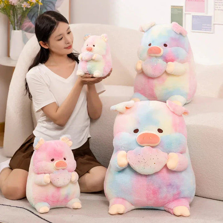 Skanto | Galaxy Rainbow Pig Holding Shell Plushie