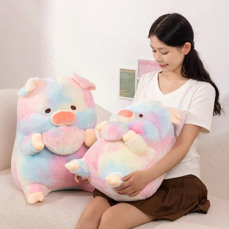 Skanto | Galaxy Rainbow Pig Holding Shell Plushie