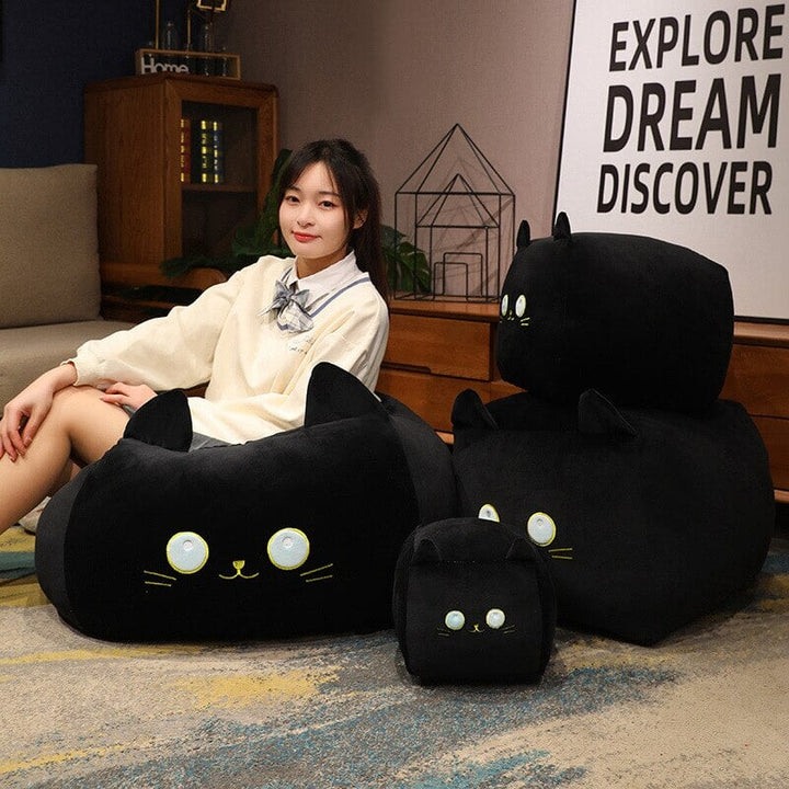 Skanto | Kawaii Svart Hvit Kube Katt Plysjdyrene