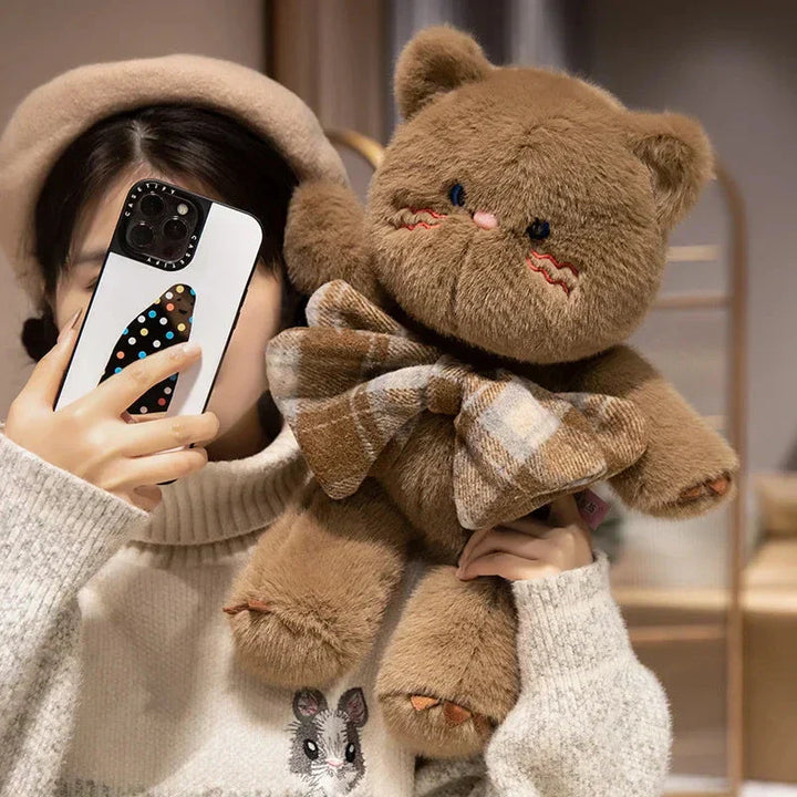Skanto | Kawaii Katt Teddybjørn Slips Plysjdyr