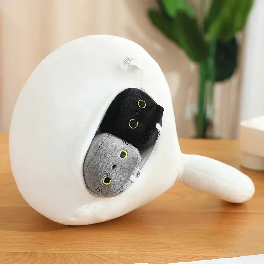 Skanto | Kawaii Chunky Katt Plushies med Kattunger