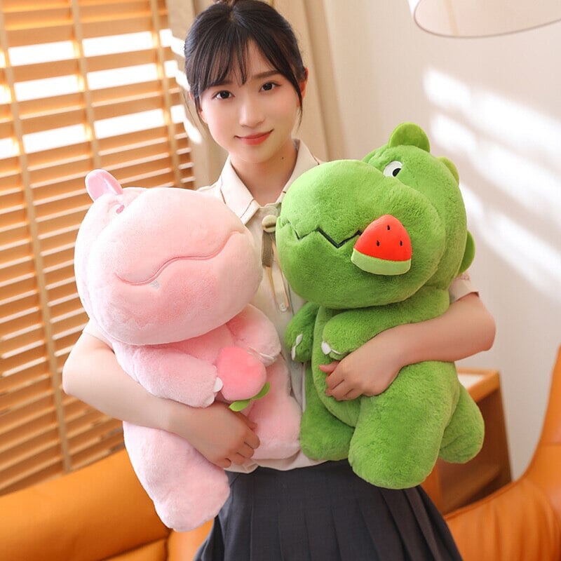Skanto | Kawaii Rosa Grønn Fluffy Dinosaur Plushies