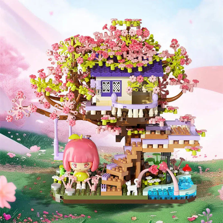Skanto | Kawaii Sakura Kirsebærblomst Lilla Trehus Nano Byggesett