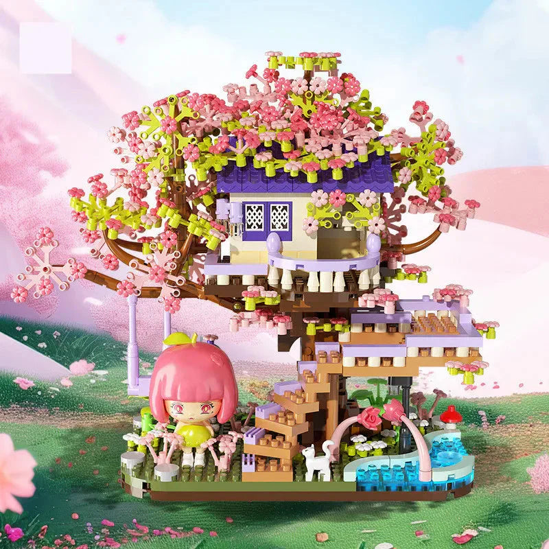 Skanto | Kawaii Sakura Kirsebærblomst Lilla Trehus Nano Byggesett