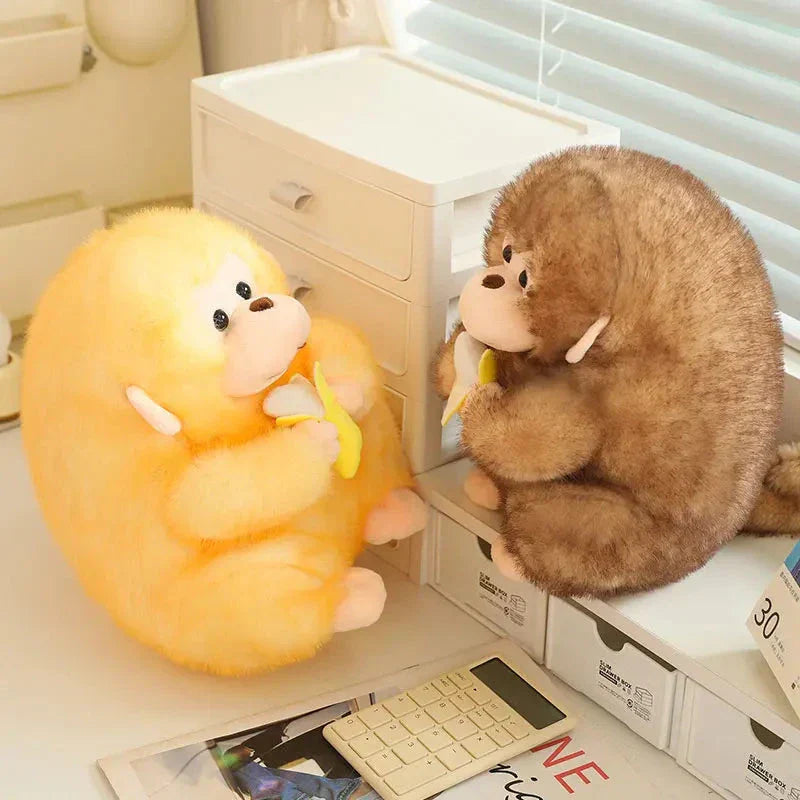 Skanto | Kawaii Gul Brun Chunky Ape Med Banan Plushie