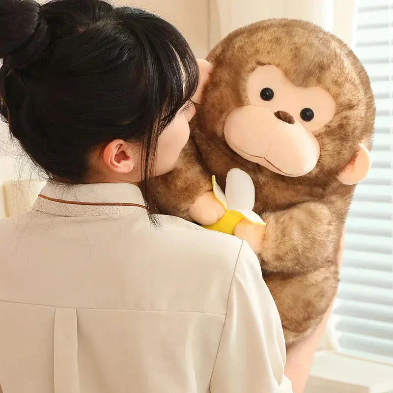 Skanto | Kawaii Gul Brun Chunky Ape Med Banan Plushie