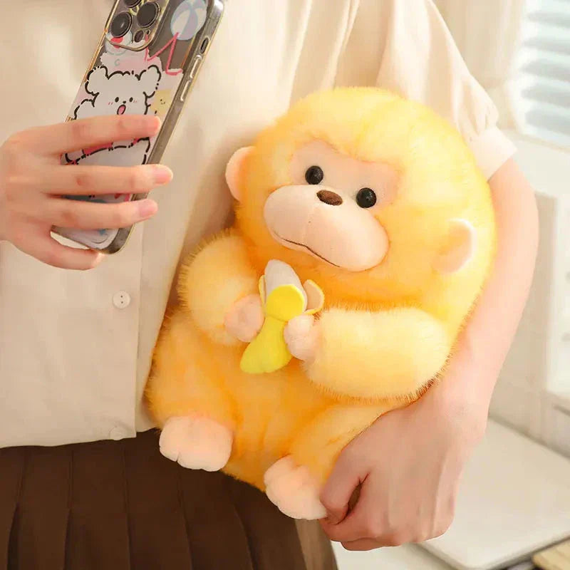 Skanto | Kawaii Gul Brun Chunky Ape Med Banan Plushie
