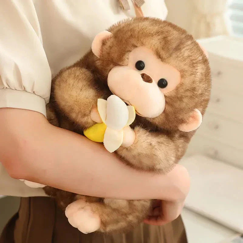 Skanto | Kawaii Gul Brun Chunky Ape Med Banan Plushie