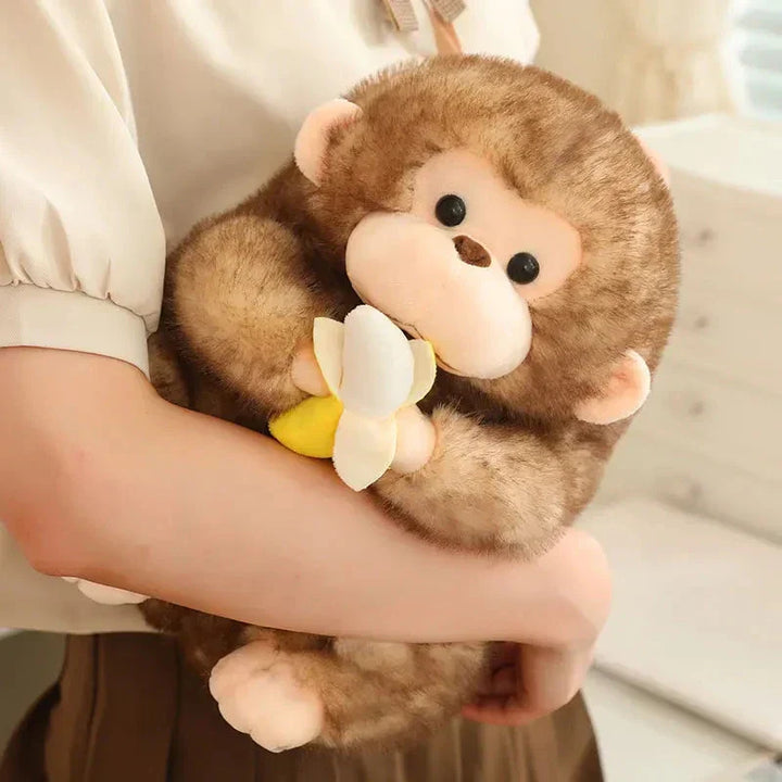 Skanto | Kawaii Gul Brun Chunky Ape Med Banan Plushie