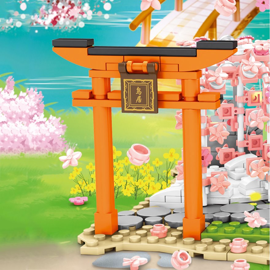 Skanto | Lys opp japansk Hakone Sakura-tunell bygningssett