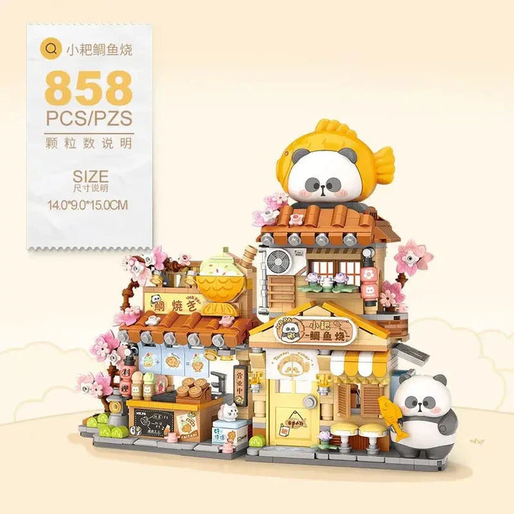 Skanto | Panda Taiyaki Flower Cafes Sammenleggbart Mikro Byggesett Kolleksjon
