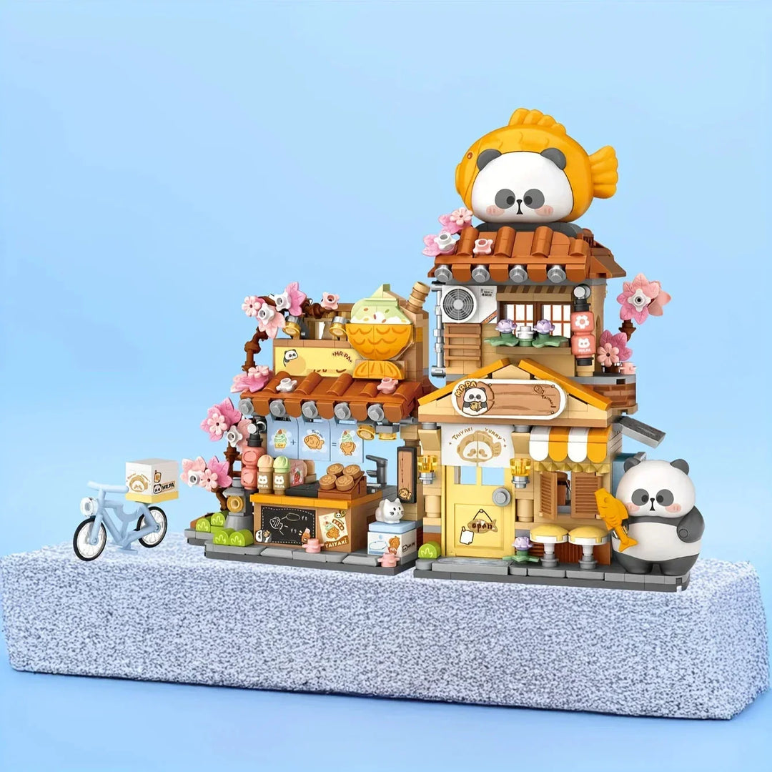 Skanto | Panda Taiyaki Flower Cafes Sammenleggbart Mikro Byggesett Kolleksjon