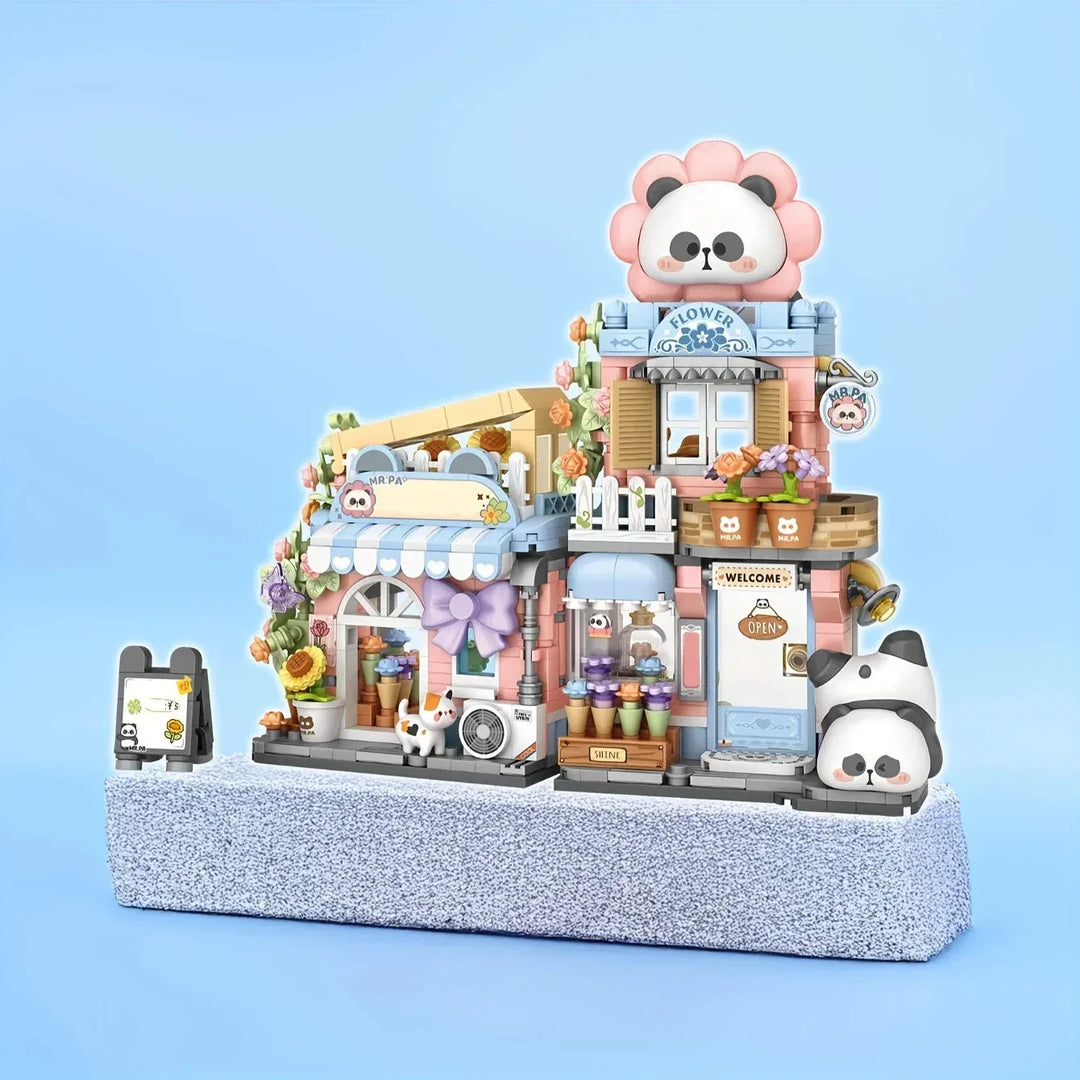 Skanto | Panda Taiyaki Flower Cafes Sammenleggbart Mikro Byggesett Kolleksjon