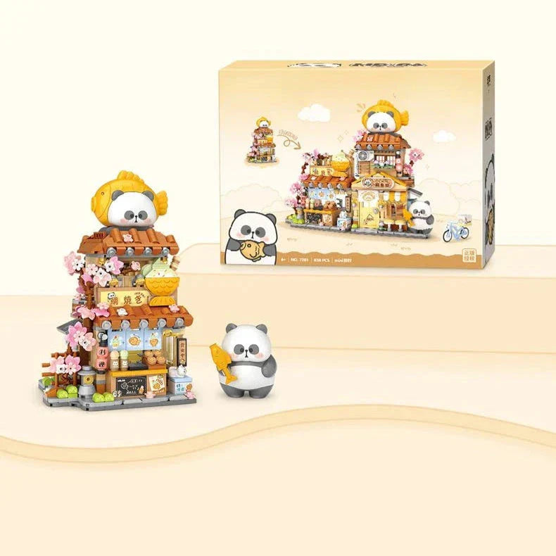 Skanto | Panda Taiyaki Flower Cafes Sammenleggbart Mikro Byggesett Kolleksjon