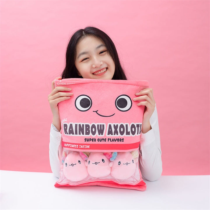 Skanto | Regnbue Rosa Blå Axolotl Godtepose Plüsjdyr