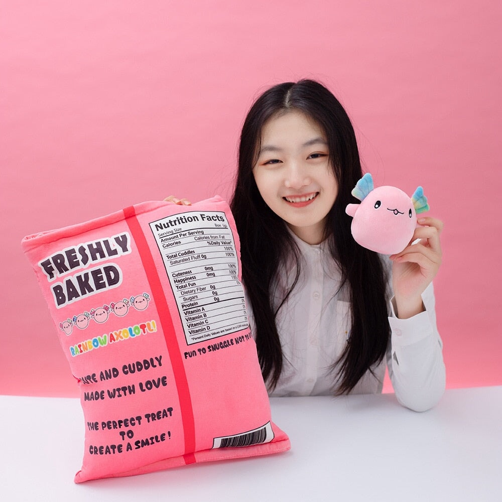 Skanto | Regnbue Rosa Blå Axolotl Godtepose Plüsjdyr