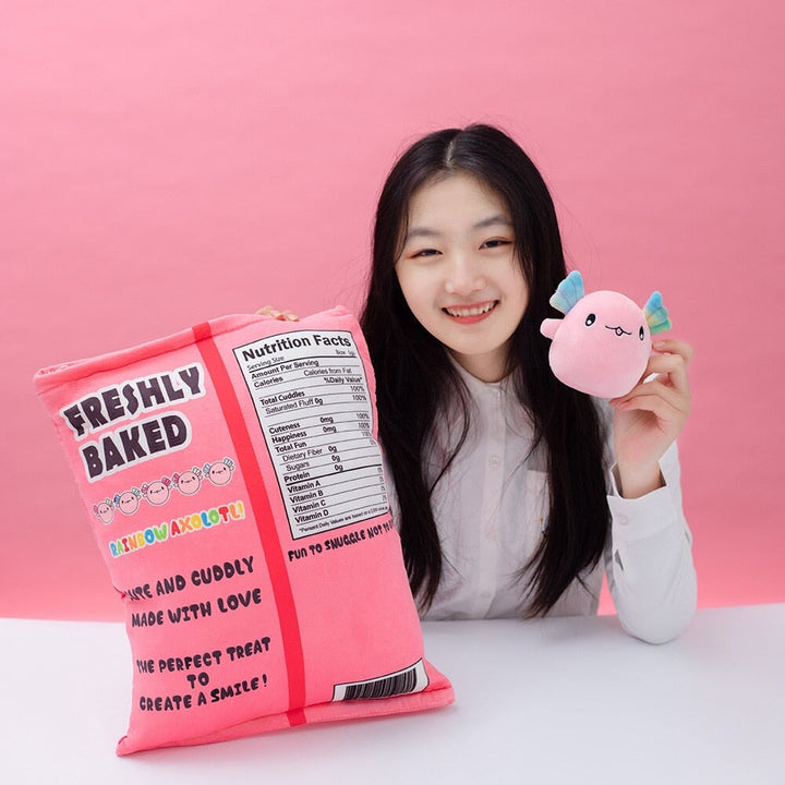 Skanto | Regnbue Rosa Blå Axolotl Godtepose Plüsjdyr