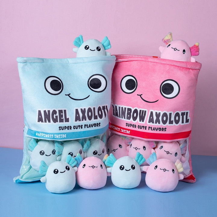 Skanto | Regnbue Rosa Blå Axolotl Godtepose Plüsjdyr