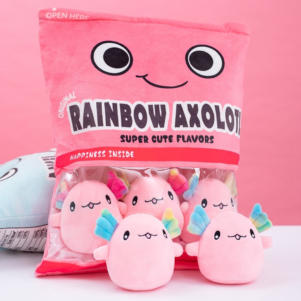 Skanto | Regnbue Rosa Blå Axolotl Godtepose Plüsjdyr