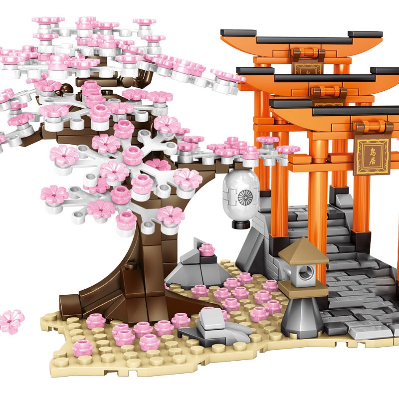 Skanto | Romantiske japanske Torii porter Kirsebærblomsttrær Byggesett | Spesialutgave