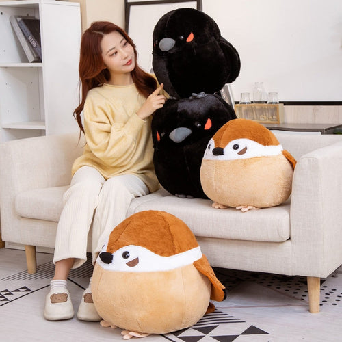 Skanto | Rund Chonky Spurv Raven Kråke Fugler Plushies