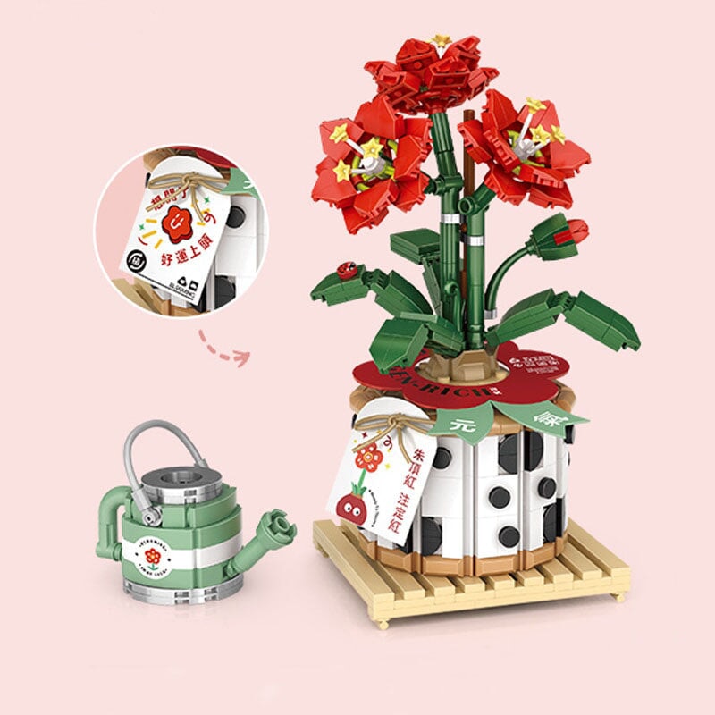 Skanto | Jordbærpotte & Rød Blomst Mikro Byggeklosser