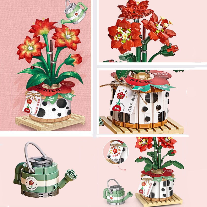 Skanto | Jordbærpotte & Rød Blomst Mikro Byggeklosser