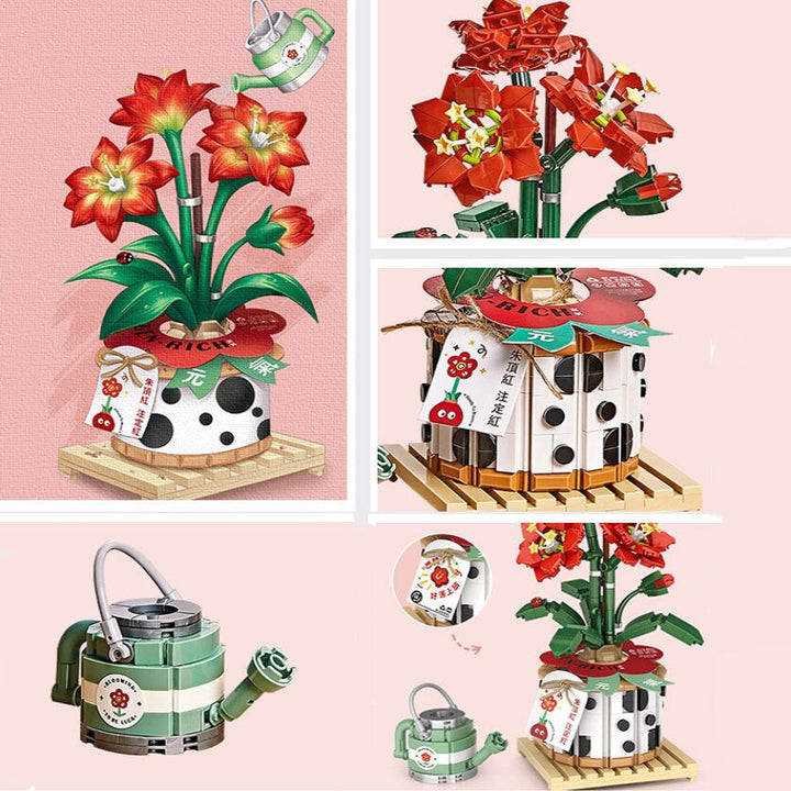 Skanto | Jordbærpotte & Rød Blomst Mikro Byggeklosser