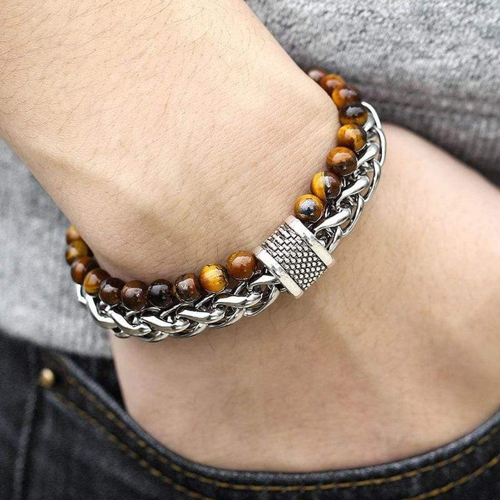 Tiger Eye Perlesarmbånd for menn "Krieger" - Asher Skanto