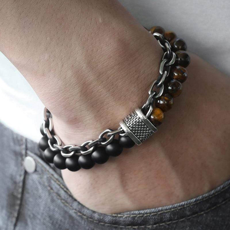 Tiger Eye Beadet Armbånd for Menn "Krigeren" - Asher Skanto