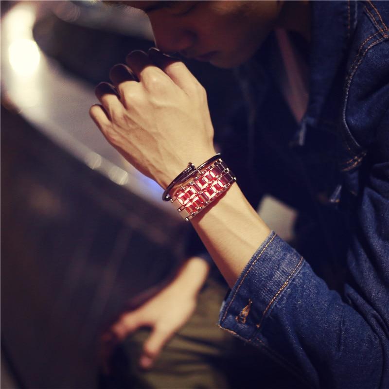 Skanto | IcoolGadgets Koreansk stil menn kvinner digitale armbåndsur kreative LED lys elektronisk mann kvinne klokke mote uformell par armbåndsur
