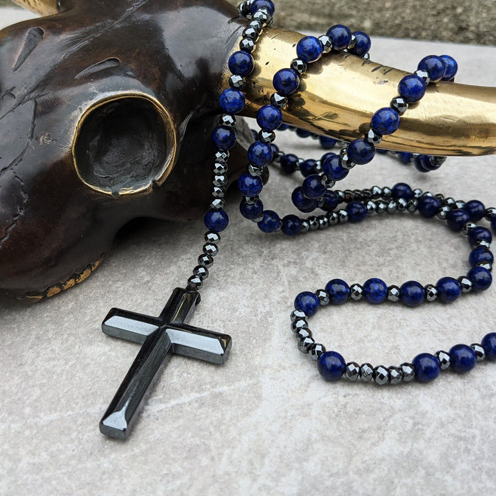 Orion-Spirituelle Halskette mit Tigerauge og Lapislazuli – Rosenkranz für Männer