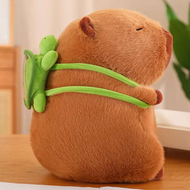 Skanto | Søt Capybara Pluss med Skilpadde Ryggsekk - CapyBuddy