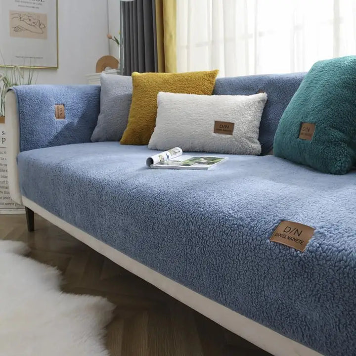 Skanto | Vanntett Tykk Fuzzy Sherpa Fleece Rutsjesikker Sofa Deksel