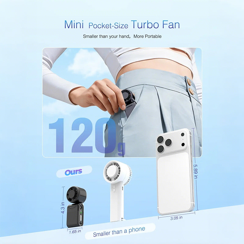 Foldbar Håndholdt Turbo Mini Bærbar Vifte | Skanto