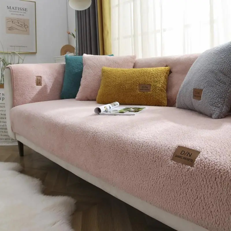 Skanto | Vanntett Tykk Fuzzy Sherpa Fleece Rutsjesikker Sofa Deksel