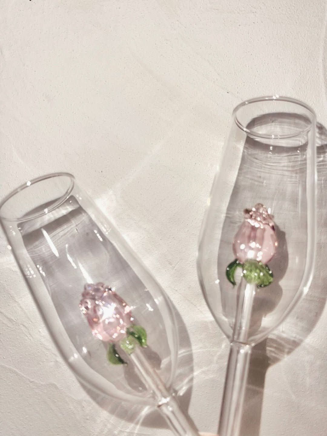 Skanto | La Vie En Rose | Champagne Glass - Håndlaget