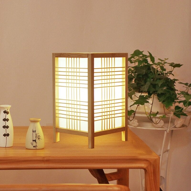 Japansk firkantet sengelampe med tekstilskjerm og mønstre | Skanto